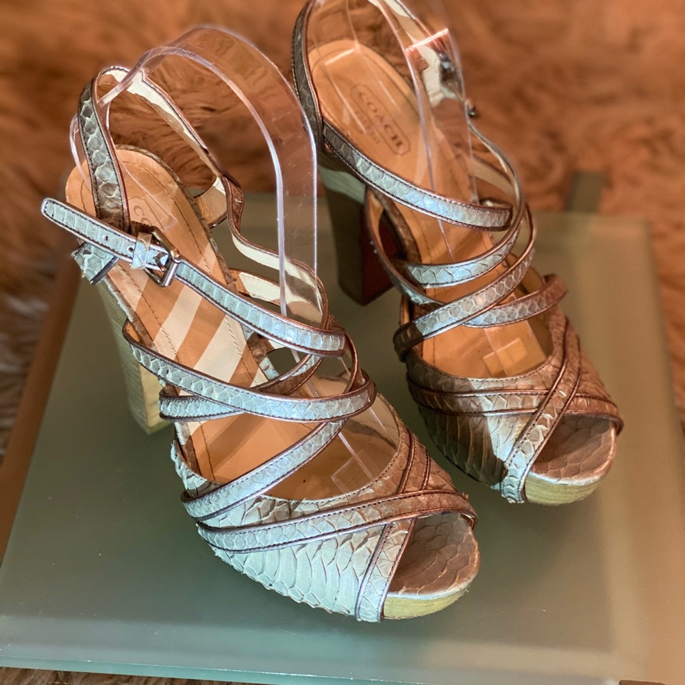 Coach Python Metallic Gray Sandal - image 4